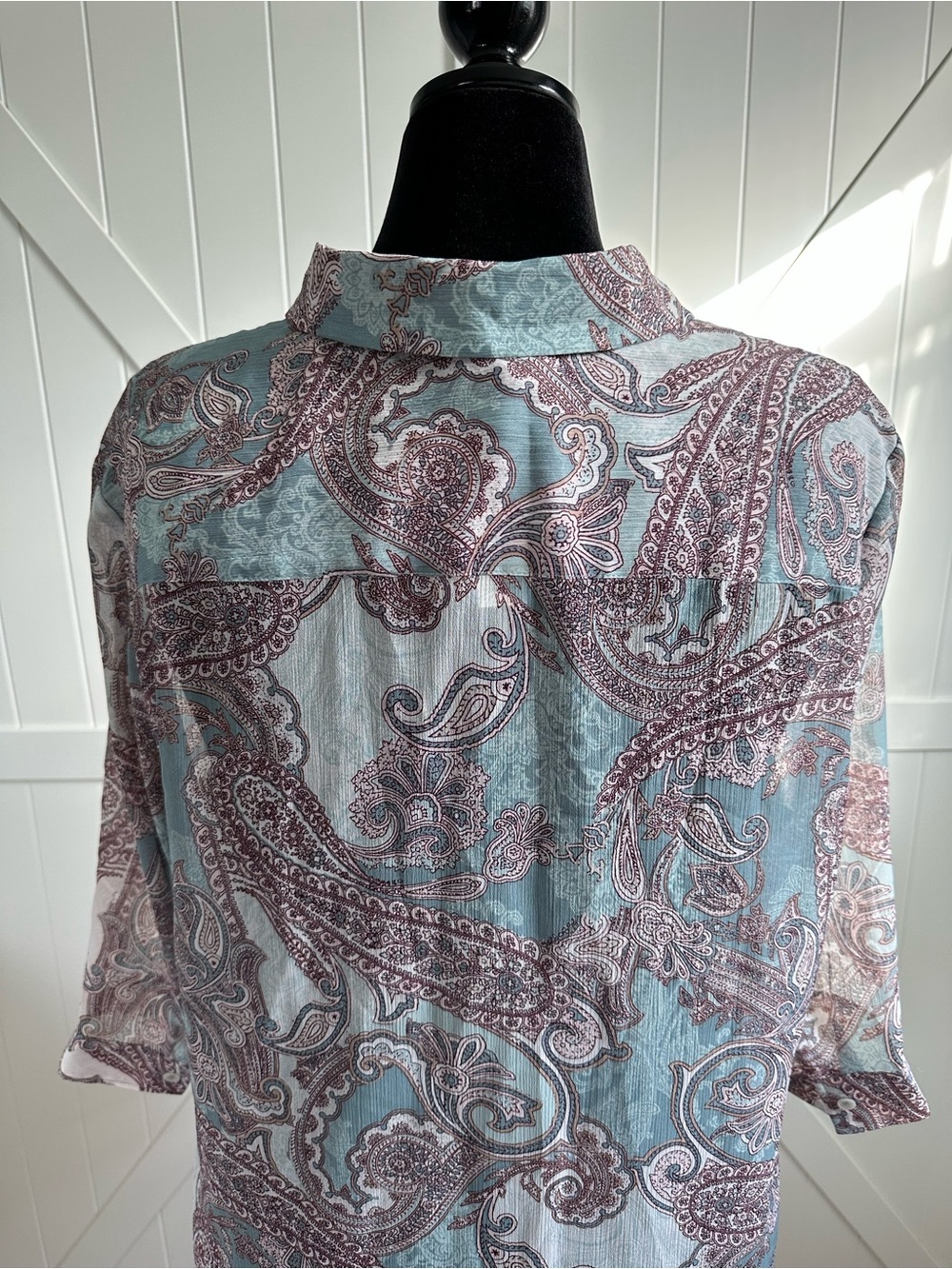 Chico’s Size 3 Vintage Scrolls Paisley Sheer Button Front Blouse NWT SZ XL 16 - Picture 4 of 7
